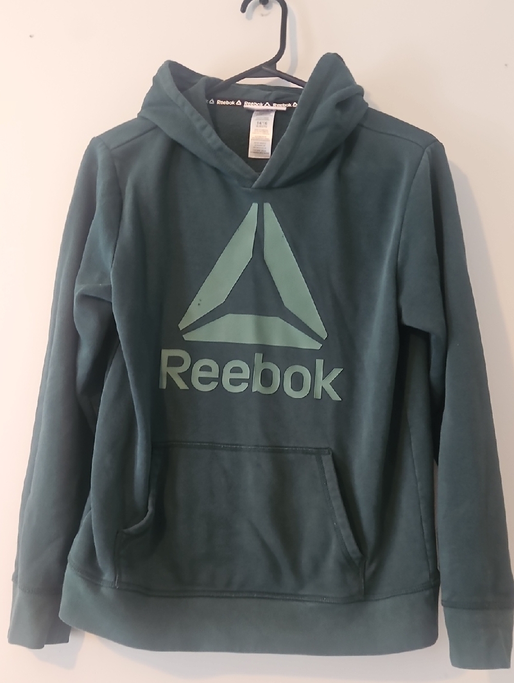 Reebok Dark Teal Hoodie with White and Red Logo
